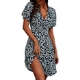 thumbnail image 2 of Tqcoqu Women's Summer Dresses V-Neck Wrap Casual Dress Short Sleeve Floral Party Dresses,Black,Women's S-XL, 2 of 5