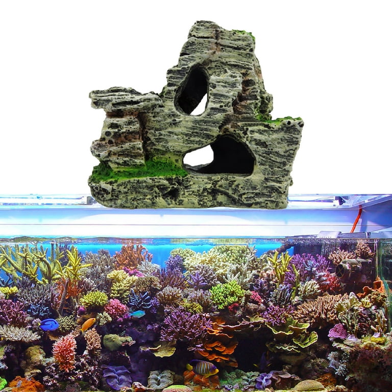 Yirtree Mountain View Decor Rockery Landscape Rock Hiding Cave Tree  Aquarium Ornament Fish Tank Decoration