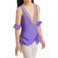 thumbnail image 5 of iEFiEL Kids Girls Halloween Showman Costume Sleeveless Mesh Splice V Back Leotard Lavender 8, 5 of 7