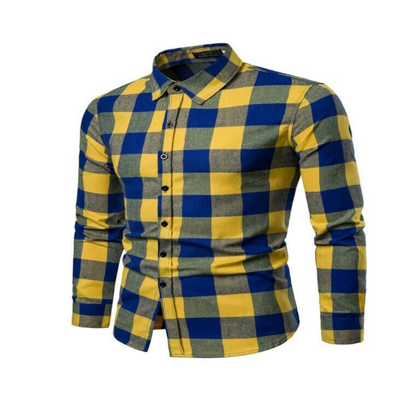 Men Casual Plaid Shirts Flannel Red Checkered Shirts Male Long Sleeve Chemise Homme Cotton Check Shirts
