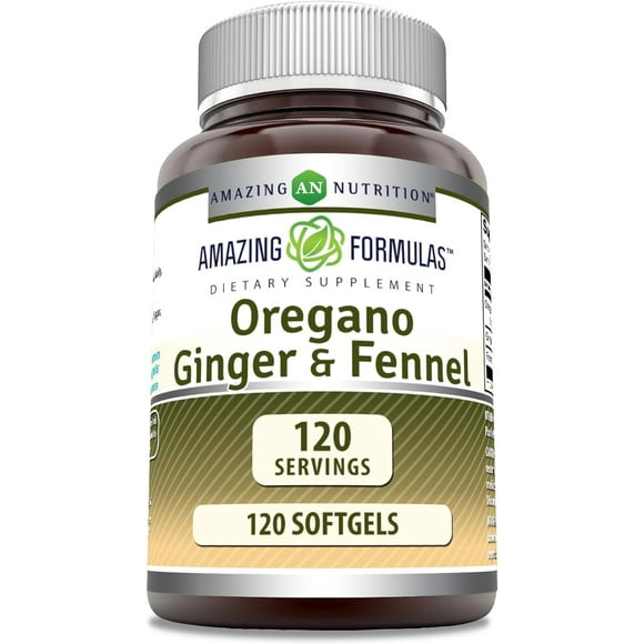 Amazing Formulas Origan Gingembre & Fenouil Supplément 120 Gélules Sans-ogm Sans Gluten Fabriqué aux États-Unis