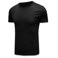 thumbnail image 3 of IYTR Mens Shirts Athletic Gym Workout Shirts Round Neck Short Sleeve T Shirts Casual Solid Color Slim Sports Daily Top Blouse Black XXL, 3 of 5