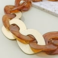 thumbnail image 4 of BOCAR Statement Chunky Necklace Metal Punk Acrylic Cuban Link Chain Necklaces Bohemian Tortoise Shell Acrylic Resin Chain Link (N0090-Texture Brown), 4 of 9