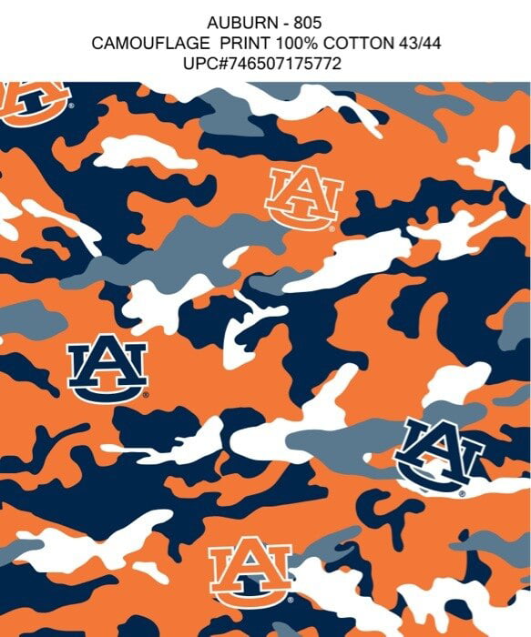 Auburn University Tigers Cotton Fabric-Sold By The Full Yard-ALL PATTERNS