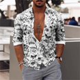 thumbnail image 3 of Camisas con estampado de mariposas Harajuku para hombre, nueva blusa holgada de manga larga con estampado de flores en 3D, blusas de calle de moda para hombre, 3 of 4