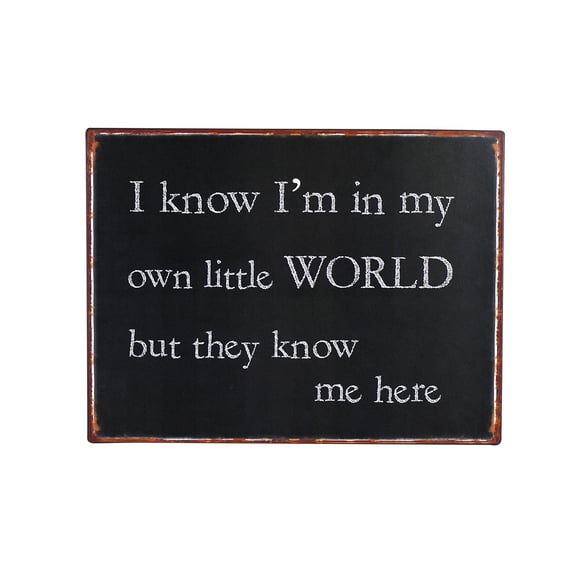 Funny Metal Sign I Know I'm in My Own Little World But They Know Me Here Novelty Wall Art Home Decor