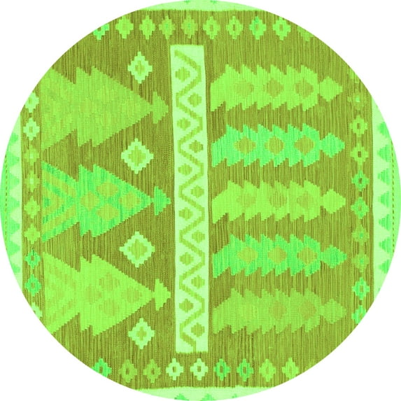 Ahgly Company Indoor Round Southwestern Green Country Area Rugs, 7' Round
