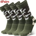 thumbnail image 6 of 4Pairs Men's Warm Wool Camo Hiking Socks, Winter Thickened Warm Snow Boot Socks, Soft Mid-Crew Outdoor Knitted Socks with Elasticity - Ideal for Outdoor Enthusiasts or Gifts for Men, 6 of 11
