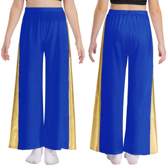 Kaerm Girls Palazzo Pants Kids Celebration of Spirit Wide-Leg Pants Yoga Praise Dance Trousers Praisewear Blue 6
