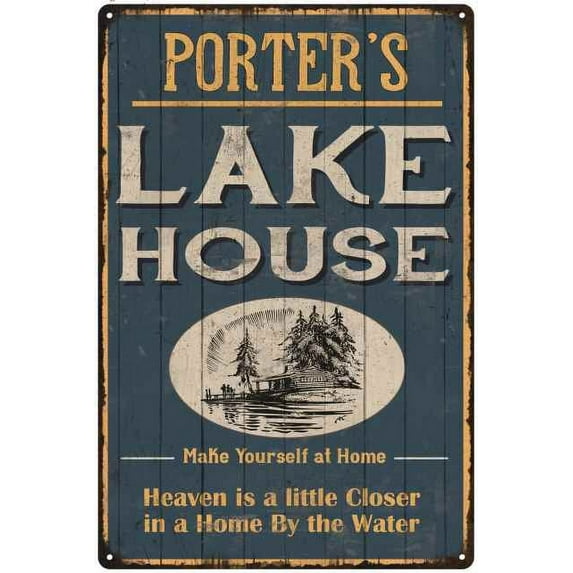 PORTER'S Lake House Blue Cabin Home Decor 16 x 24 Matte Finish Metal 116240038148