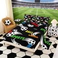 thumbnail image 2 of Erosebridal Black Soccer Full Size Sheets, Sport Bed Sheets for Boys and Girls, 4pcs, 1 Flat Sheet, 1 Fitted Sheet and 2 Pillowcases, 2 of 6