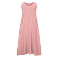 thumbnail image 4 of CHUANK Robe Longue Ample Sans Manches en Coton et Lin pour Femmes Robe d'Été Décontractée Couleur Unie Robe de Plage avec Poches, 4 of 5