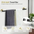 thumbnail image 2 of Black and Gold 5 Piece Bathroom Hardware Accessories Set 23.6" SUS304 Stainless Steel Bathroom Towel Bar Holder Sets Double Post Pivoting Toilet Paper Holder Set Wall Mounted, 2 of 16