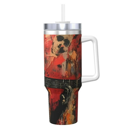 

Matuu Abstract Skull Guitar Art for 40OZ Ice Cup with Handle Durable Thermal Cups Keep Drinks Cold and Hot Insulated Car Mug with Lid