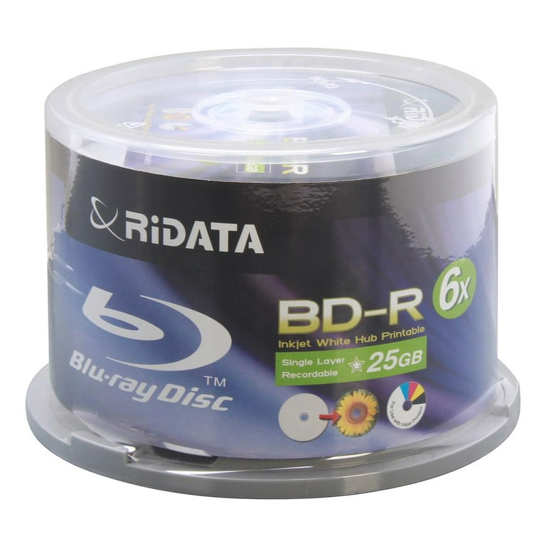 50 Blu-ray BD-R Stampabili Traxdata 4x – 25 GB, RITEK PRO, Per Archiviazione E Creativi