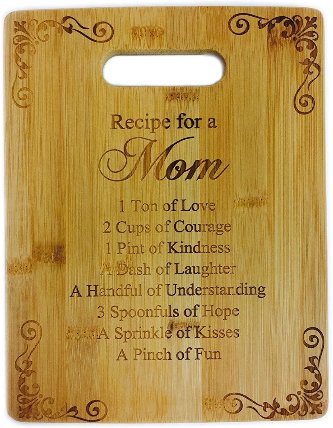 On The Rox Gifts for Mom - Recipe For A Mom” Bamboo Engraved Personalized  Cutting Board (9x6) - Birthday Gifts for Mom from Daughters - Mother's