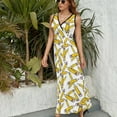 thumbnail image 6 of Teacher Pencils Womens Night Club Maxi Dress V Neck Sleeveless Bohemia Long Dresses, 6 of 9