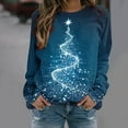 thumbnail image 6 of Craaazy Christmas Womens Shirts Santa Printed Long Sleeved Round Neck Christmas Printed Womens Top Gifts for Women, 6 of 7