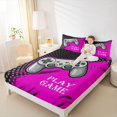 thumbnail image 4 of Manfei Modern Gamepad Gamer Queen Sheet Sets,Circle Dots Flat Sheet,Gray Pink Black Queen Fitted Sheet For Boys Kids,Ultra Soft Home Decor,4-Piece, 4 of 7