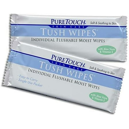 Tush Wipes for adults Individual Flushable Moist Wipes BULK 350 Single-Use-Packets