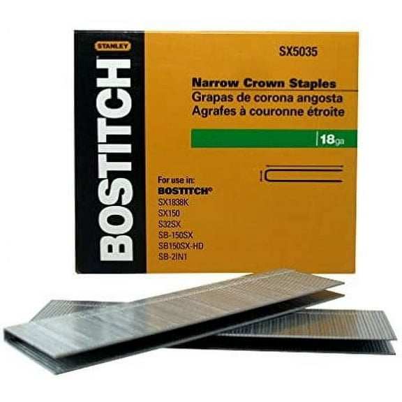 BOSTITCH 1/2 Inch 18 Gauge Galvanized Finish Staples - 5000 Pack