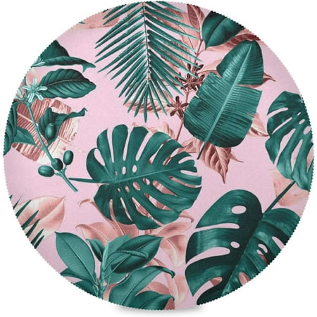

Hidove Tropical Palm Leaves Round Placemats Durable Non-Slip Table Mat Heat and Stain Resistant Placemat for Kitchen Table Decoration Outdoor BBQ Activities(6PCS)