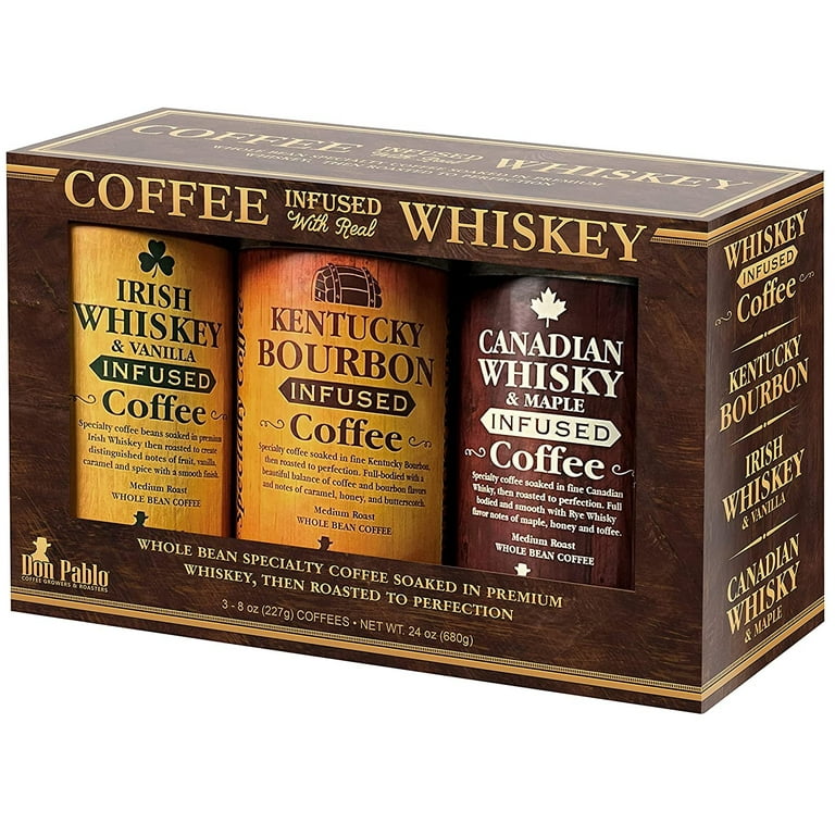 Don Pablo Whiskey Infused Coffee Gift Set - Medium Roast Whole Bean Coffee  with Gift Sack by Stuff Your Sack