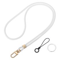 Uxcell Long Strap ID Card Holder Keychains 1Set White