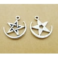 thumbnail image 3 of EOEMY 25 Tibet Silver Moon Pentagram Star Charm Pendants 19mm Diy Earring Jewelry Make, 3 of 4