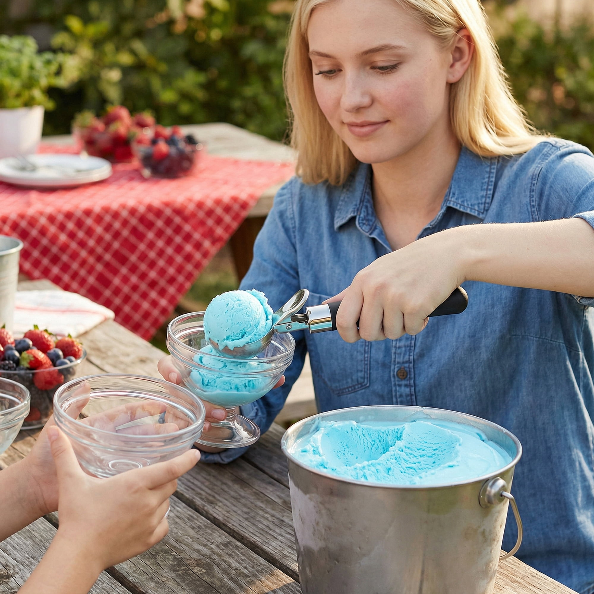 Unique Bargains Stainless Steel Ice Cream Scoop with Ergonomic Handle Black