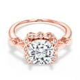 thumbnail image 3 of Gem Stone King 18K Rose Gold Plated Silver White Created Sapphire Ring Set with Moissanite (2.50 Cttw), 3 of 6