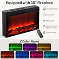 thumbnail image 3 of SESSLIFE Fireplace TV Stand for 70 Inch TV, 31'' Tall Mid Century Modern Fluted TV Stand with 30'' Electric Fireplace Heater, Entertainment Center with 2 Cabinets & Drawers , Walnut, 3 of 8