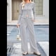 thumbnail image 4 of Conjunto de Chándal de 2 Piezas para Mujer, con Pantalones Acampanados de Yoga y Mangas Largas, Estilo Casual, A Juego. Gris M, 4 of 9