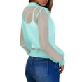 thumbnail image 3 of Women's Crop Mesh Sheer Bomber Jackets Lightweight Long Sleeve Zip Up Jacket Outwear, 3 of 5