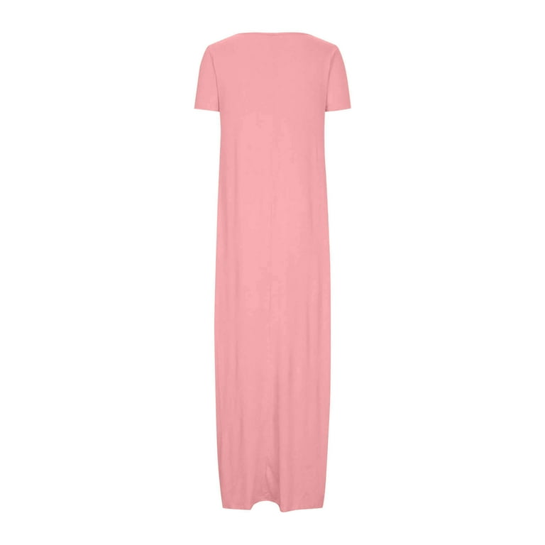 Plus Size House Dresses Business Casual Outfits Short Sleeve Round Neck  Loose Solid Color Long Bodycon Maxi Dress Elegant Curvy Long Form-Fitting  Dress Casual Summer Dresses for Women - Walmart.com