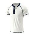 thumbnail image 3 of SWSMCLT Men's Soft T Shirt Lightweight Slim Fit Tee Cotton Short Sleeve Henley Shirt Fashion Stretch Summer White Medium, 3 of 4