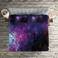 thumbnail image 2 of Ambesonne Galaxy Quilted Coverlet 3 Pcs, Mother Nebula View, Queen Size, Purple Black Blue, 2 of 2