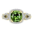 thumbnail image 2 of Dazzlingrock Collection 7mm Cushion Peridot & Round White Diamond Halo Split Shank Engagement Ring for Women (0.25 ctw, Color I-J, Clarity I1-I2) in 18K Yellow Gold, Size 10, 2 of 5