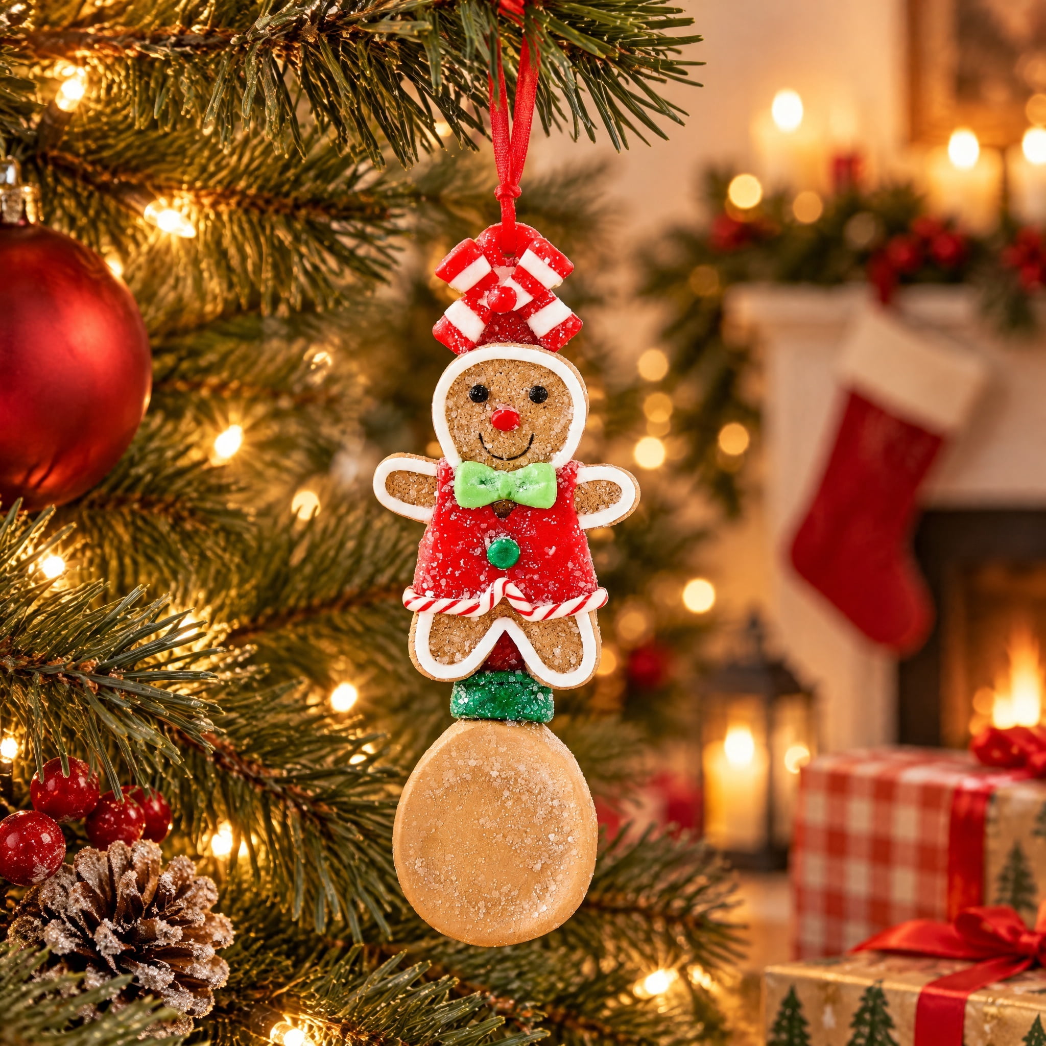 Multicolor Clay Dough Gingerbread Spoon Christmas Ornament, 5.5", by Holiday Time