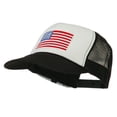 thumbnail image 2 of White American Flag Embroidered Two Tone Mesh Cap - Black White OSFM, 2 of 5
