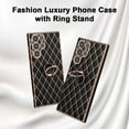 thumbnail image 2 of for Samsung Galaxy S22 Ultra Case with Ring Holder Stand Luxury Glitter Plating Gold Edge 360 Rotation Kickstand Phone Case for Women Shockproof Soft Flexible TPU Protective Cover Case-Black, 2 of 12