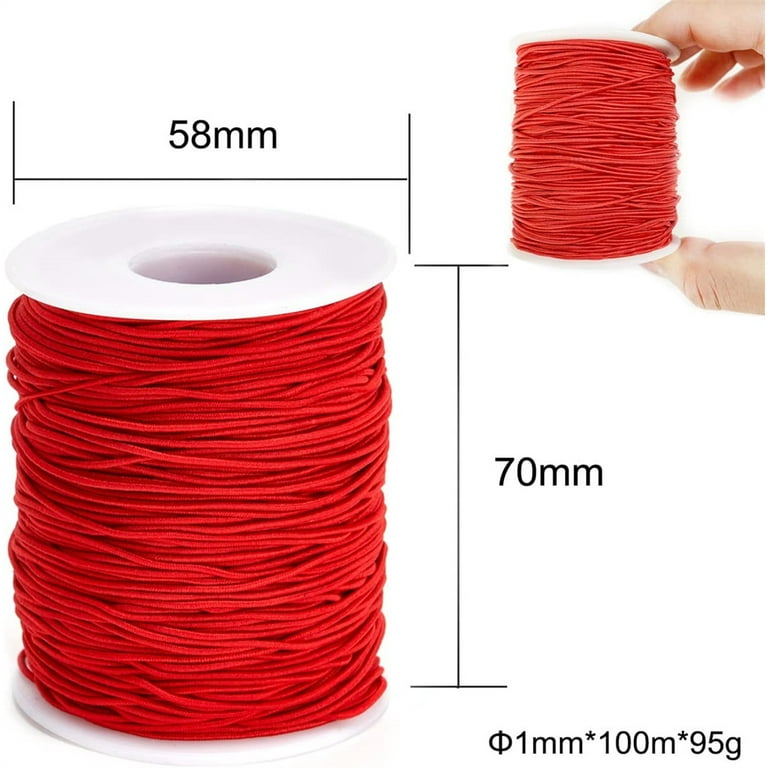 NOGIS Elastic String for Bracelets, Elastic Cord Jewelry Stretchy Bracelet String  for Bracelets, Necklace Making, Beading and Sewing (1MM, 109 Yards, Red) 