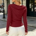 thumbnail image 6 of cocolona Womens Hooded Drawstring Zipper Cardigan Long Sleeve Solid Color Slim Sweatshirts Casual Home Wear Outerwear, 6 of 7