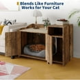 thumbnail image 3 of Hidden Cat Litter Box Furniture - Wooden Barn Door Cabinet with Storage Shelf | End Table Style Cat House Enclosure | Fits Most Litter Boxes | Odor Control, Ventilation | Modern Pet Furniture, 3 of 8