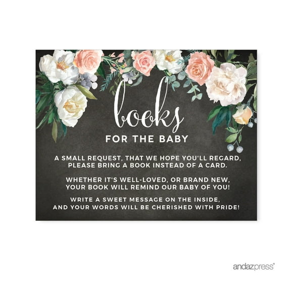 Peach Chalkboard Floral Garden, Books for Baby Request Cards, 20-Pack, Games