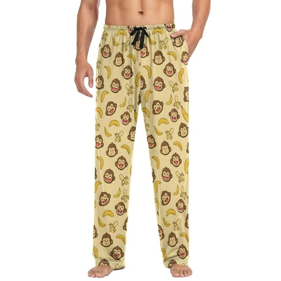 joogoo Men's Pajama Pants Cute Monkey Banana Soft Long Sleep Lounge Pjs Bottoms L