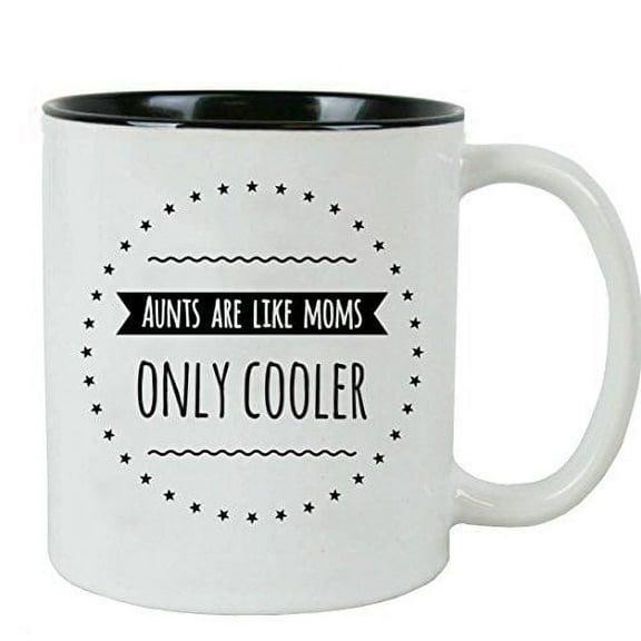 Aunts Are Like Moms Only Cooler 11 oz Ceramic Coffee Mug with Gift Box, Black
