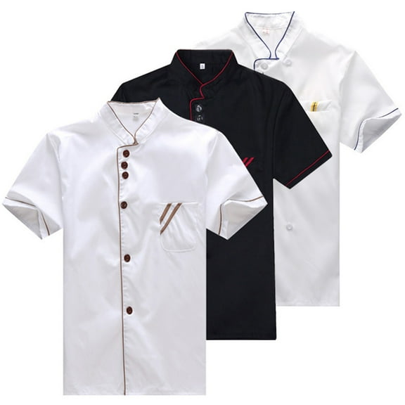 FRCOLOR Unisex Short Sleeve Basical Chef Catering Shirt for Bakery Food Service Restaurant Size (White)