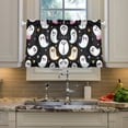 thumbnail image 2 of Yayeee Kitchen Curtains Tier Pair Light Filtering 27"x36" Rod Pocket Short Cafe Window Panel, White Halloween Ghost, 2 of 7