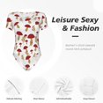thumbnail image 6 of Daiia Red Mushroom print Women's Crew Neck Short Sleeve Bodysuit Fashion Tops Fit Casual Basic Extender Bodysuit-Medium, 6 of 9